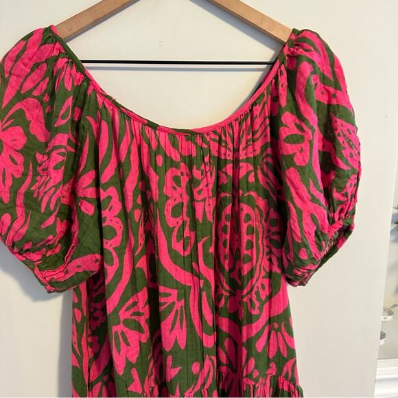 Tuckernuck Velvet Graham & Spencer Cotton Green Pink Floral MIDI Dress XS - Picture 9 of 16